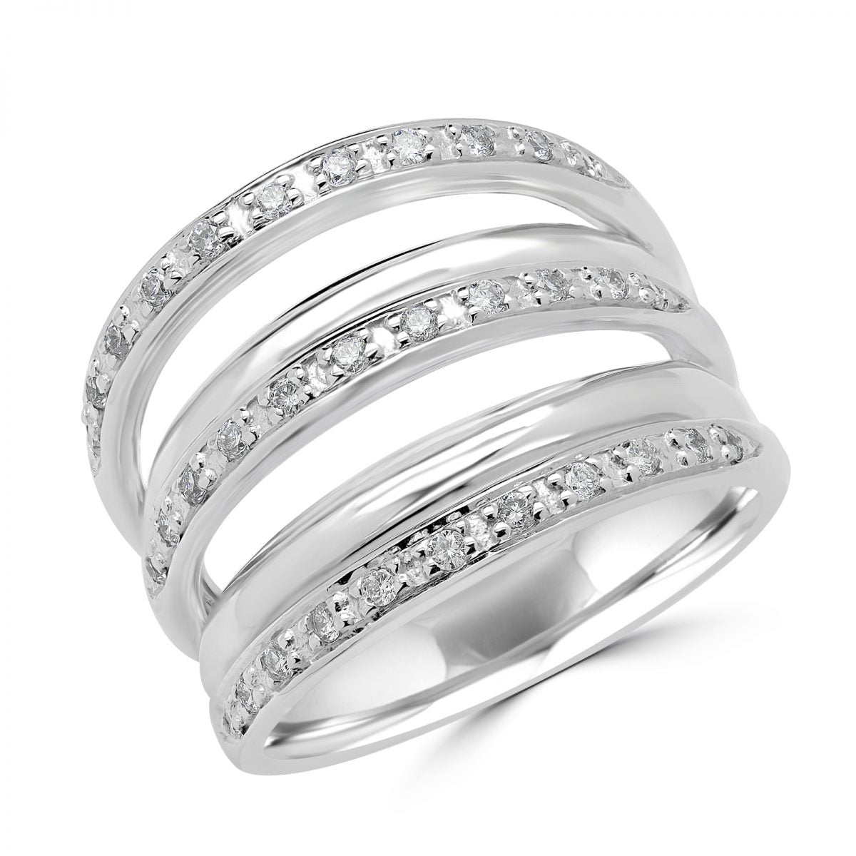 Fancy 5 row cocktail ring 0.33 (ctw) in 10k white gold