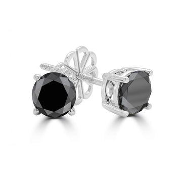 Black diamond screw back stud earrings 1.20 (ctw) 14k white
