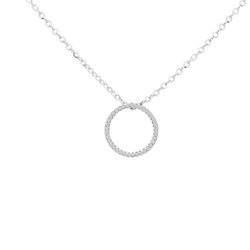 Diamond pendant necklace circle of life style 14k white gold