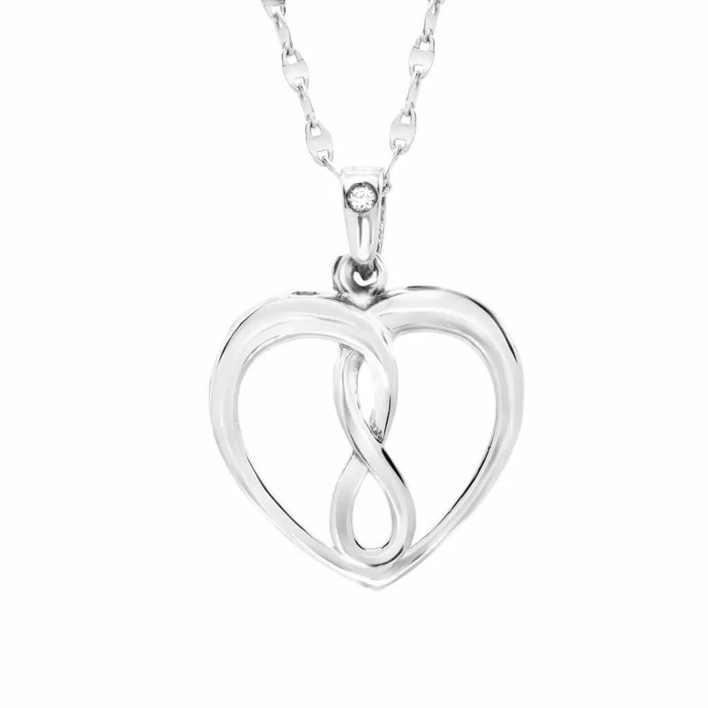 Infinity heart pendant 10k white gold and diamond
