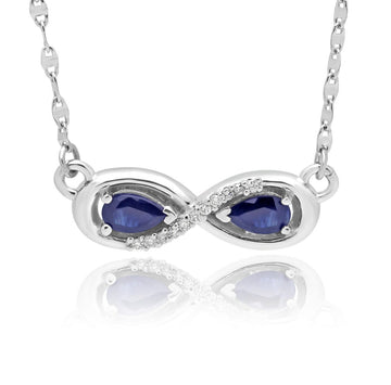 0.07 carat diamond 0.74 ct sapphire infinity necklace 14k white gold