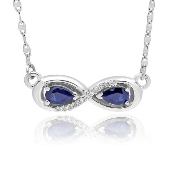 0.07 carat diamond 0.30 ct sapphire infinity necklace 14k white gold