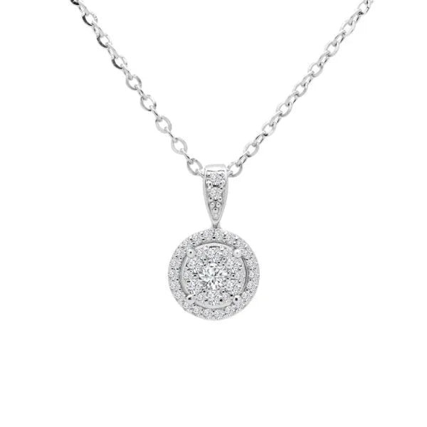 0.45 Carat (ctw) Gracious Diamond Halo Pendant in 14k White Gold