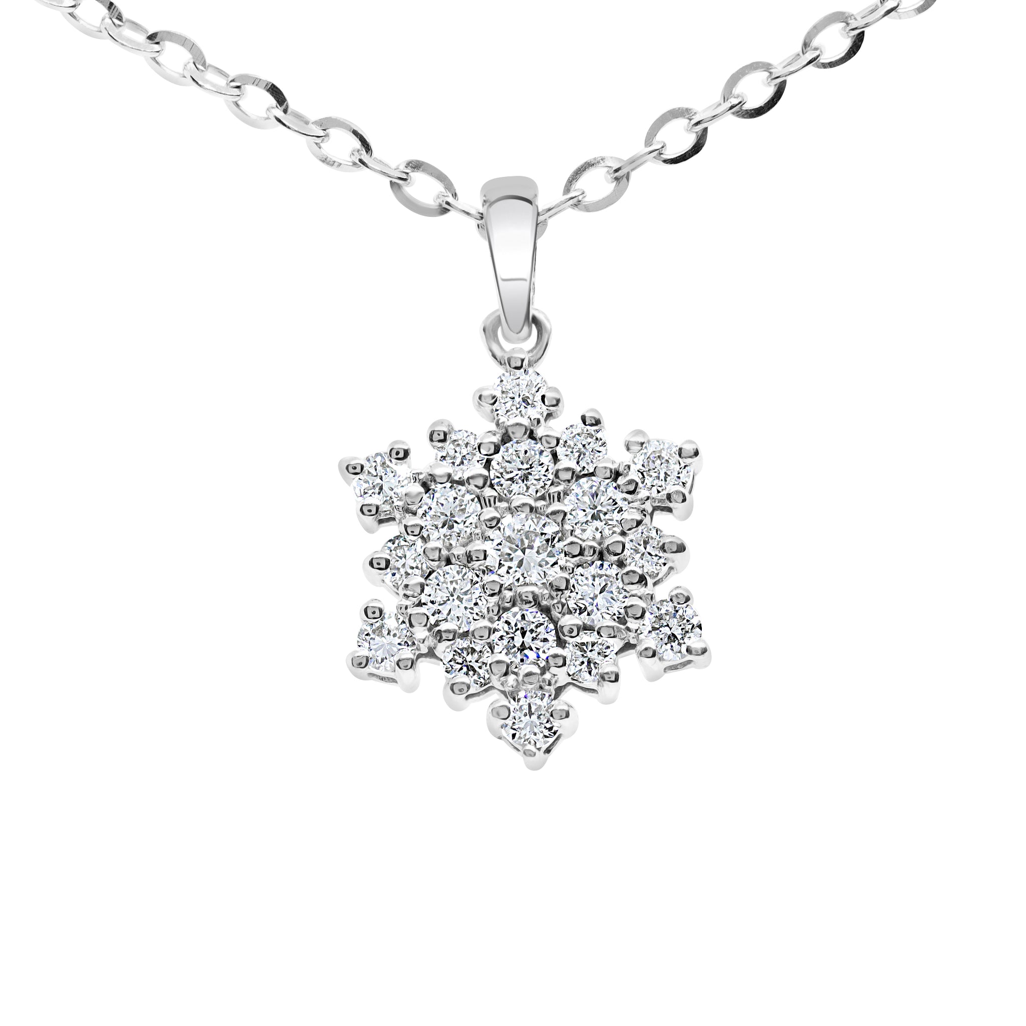 Pendentif flocon de neige en diamant cultivé en laboratoire de 0,51 carat (ctw) en or 14 carats