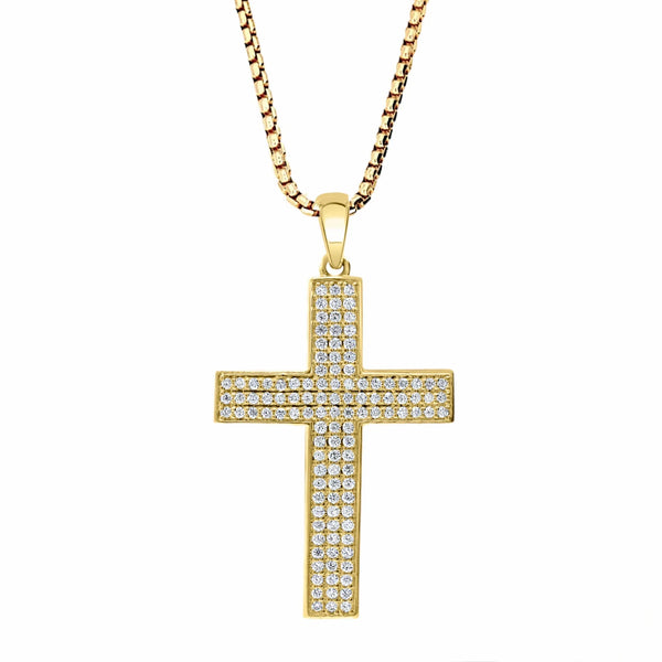 Diamond Cross Pendant 1.02 (Ctw)Lab grown diamond in 10k Yellow Gold