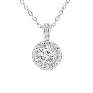 1.00 Carat (ctw) Halo Diamond Pendant in 14k White Gold