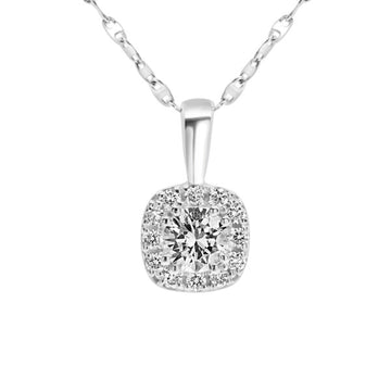 Pendentif halo de diamants de 0,66 carat (ctw) avec une chaîne en or 14 carats