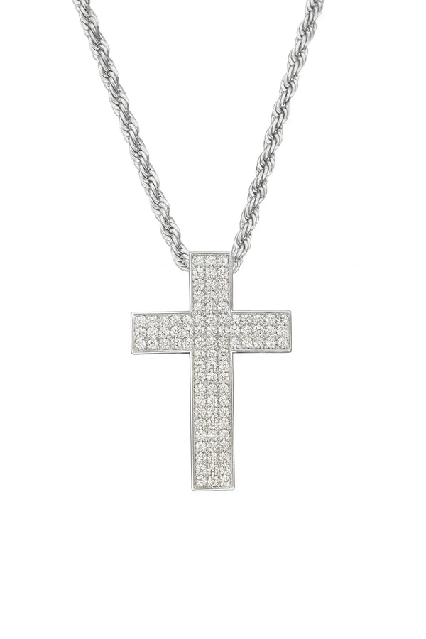 Diamond Cross Pendant 0.90 (Ctw)natural diamond in 10k white Gold