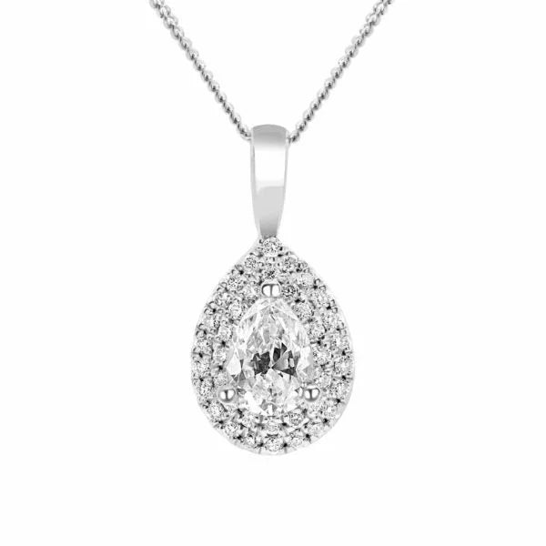 0.88 Carat (ctw) Halo Diamond Pendant with a 14k Gold Chain