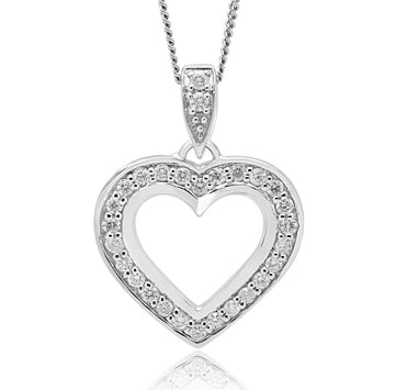 Diamond heart pendant  0.32 (ctw) in 14k white gold