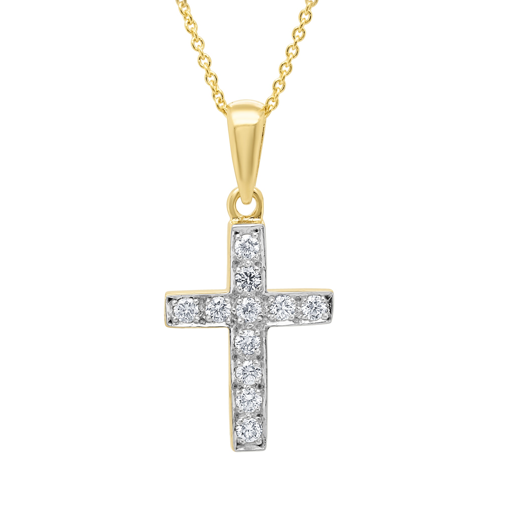 Pendentif croix traditionnel en diamants cultivés en laboratoire 0,65 (Ctw) en or 14 carats 