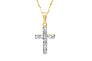 Pendentif croix traditionnel en diamants cultivés en laboratoire 0,65 (Ctw) en or 14 carats 