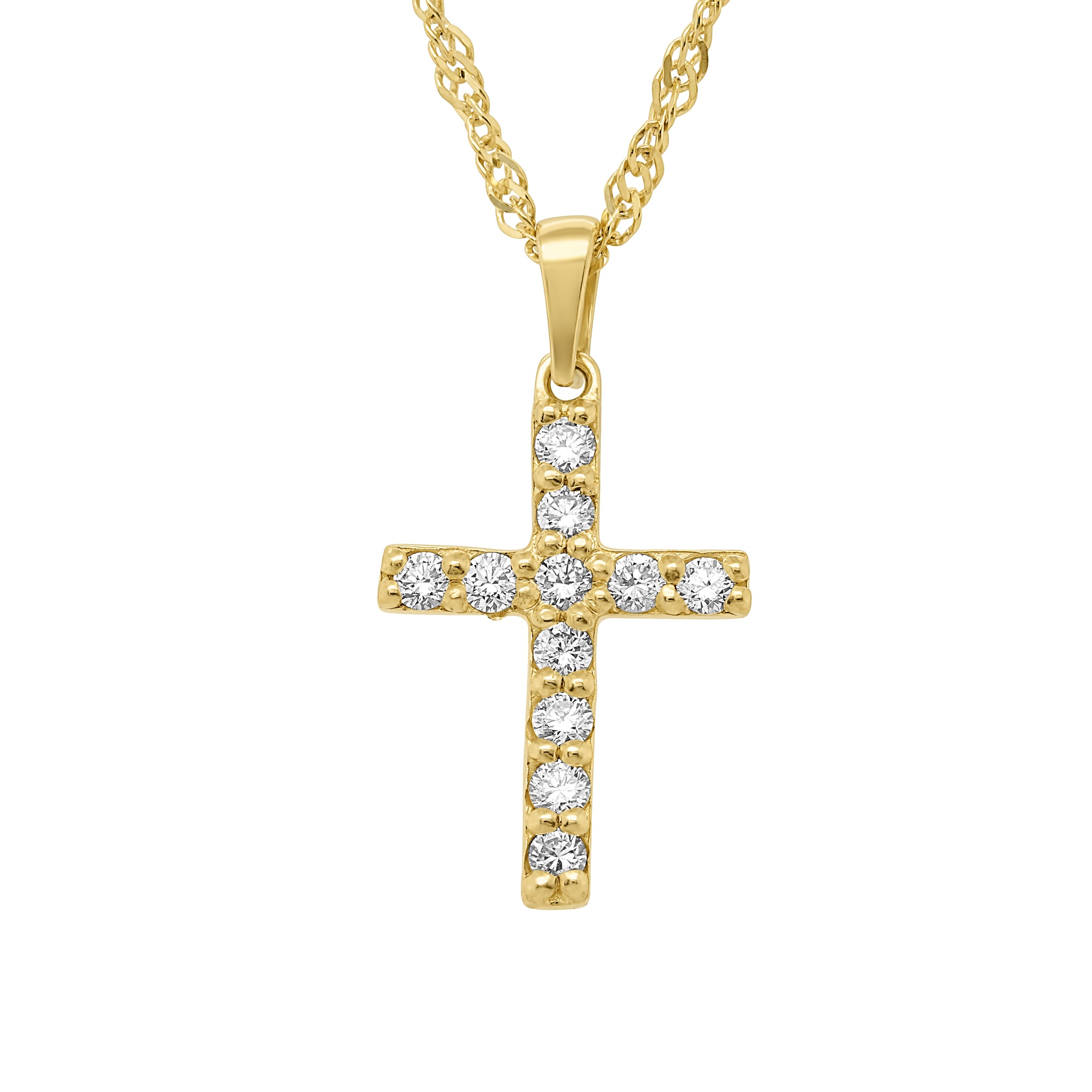 Pendentif croix traditionnel en diamants cultivés en laboratoire 0,65 (Ctw) en or 14 carats 