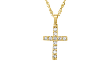 Pendentif croix traditionnel en diamants cultivés en laboratoire 0,65 (Ctw) en or 14 carats 