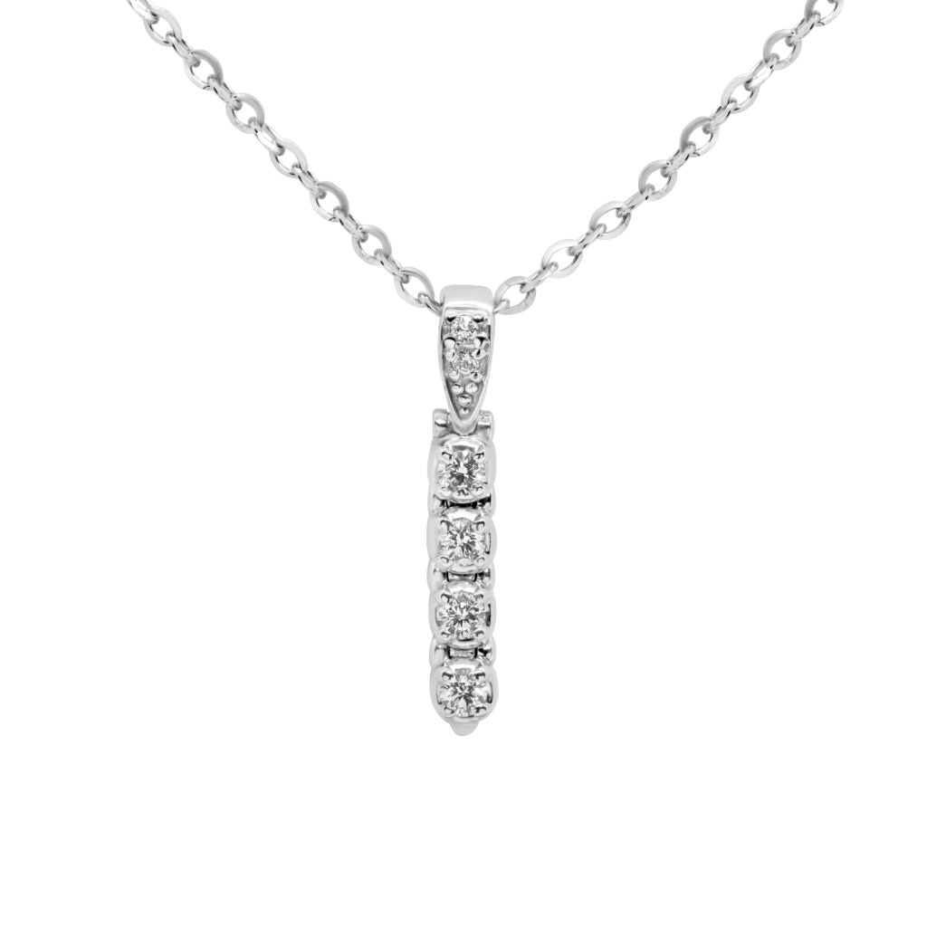 Pendentif ligne en or blanc 14 carats et diamants 0,56 (ct) 