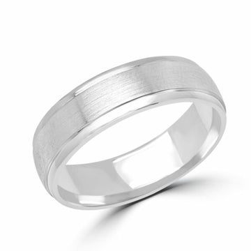 Sculpted Brushed Center Wedding Band 6mm