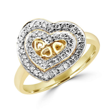 Pave heart cocktail ring 0.33 (ctw) in 10k yellow gold