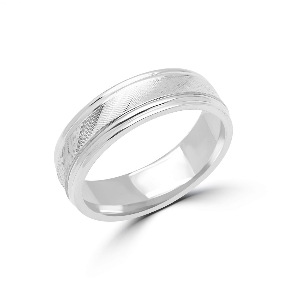 Wedding Band – Satin Finish Diagonal Cut 6mm