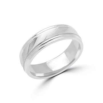 Wedding Band – Satin Finish Diagonal Cut 6mm