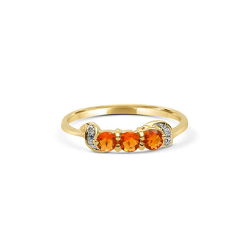 Bright fire opal & diamond ring 0.02 (ctw) in 10k Gold