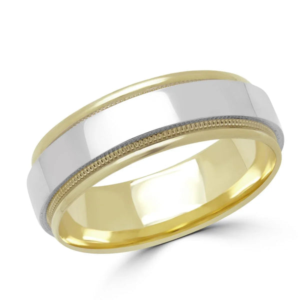 Wedding Band Yellow and White Gold 6MM
