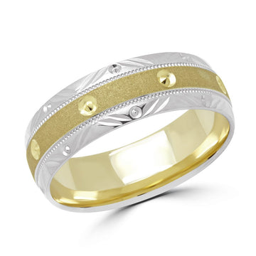 Two Tone Yellow and White gold Wedding Band 6MM