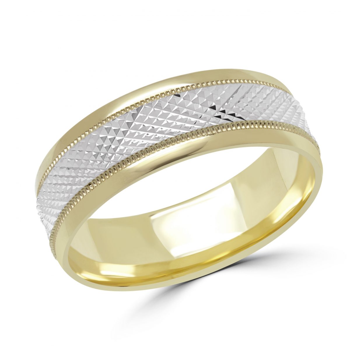 Wedding Band White and Yellow Gold 6mm