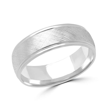 Polished & Cross-Hatch Wedding Band 6MM