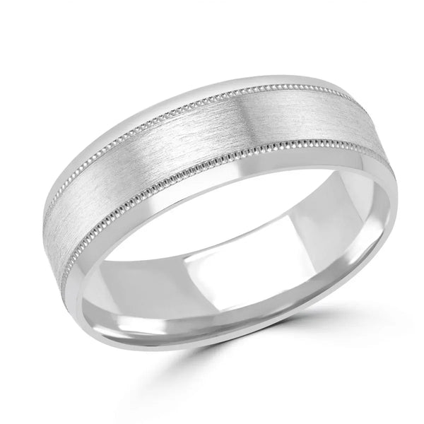Wedding Band – Double Milgrain Design With Polished Edges 6MM