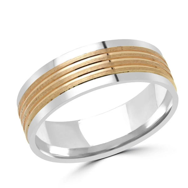 Satin Finish Rose Gold & White Gold Wedding Band 6mm