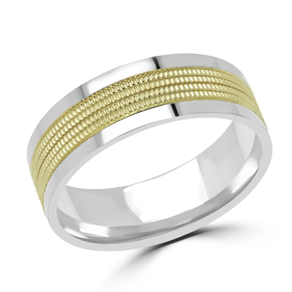 Gold Wedding Band – Milgrain Design 6mm