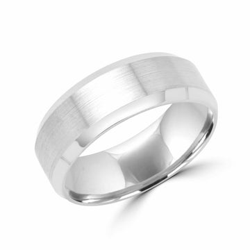 Spunky style white gold wedding Band 8mm