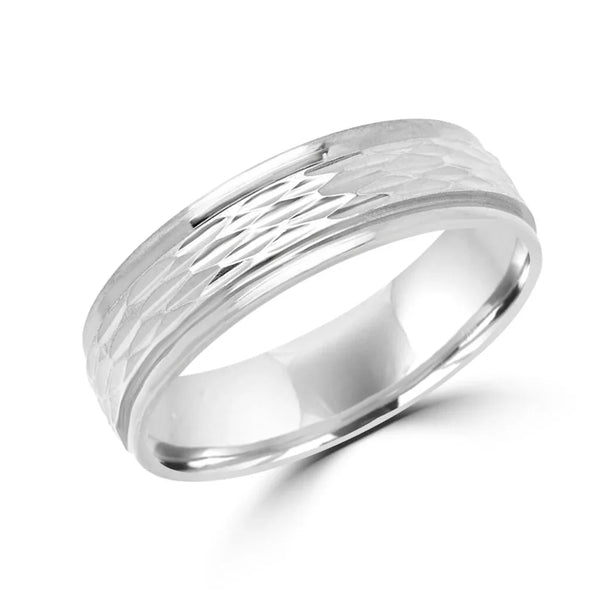 Spirited design white gold wedding Band (6mm)
