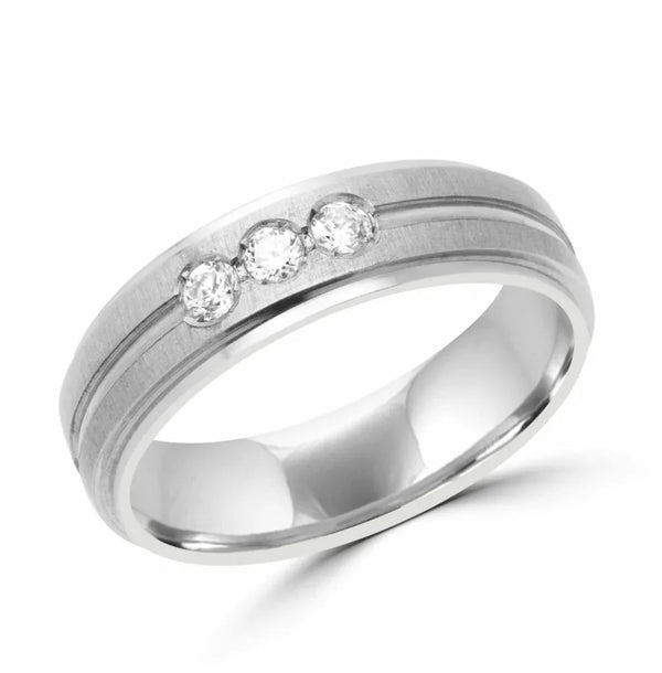Men bold diamond wedding band 0.21 (ctw) in gold 6mm