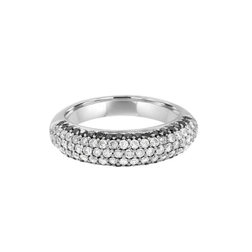 Bague cocktail diamants noirs et blancs en or blanc 10 carats 