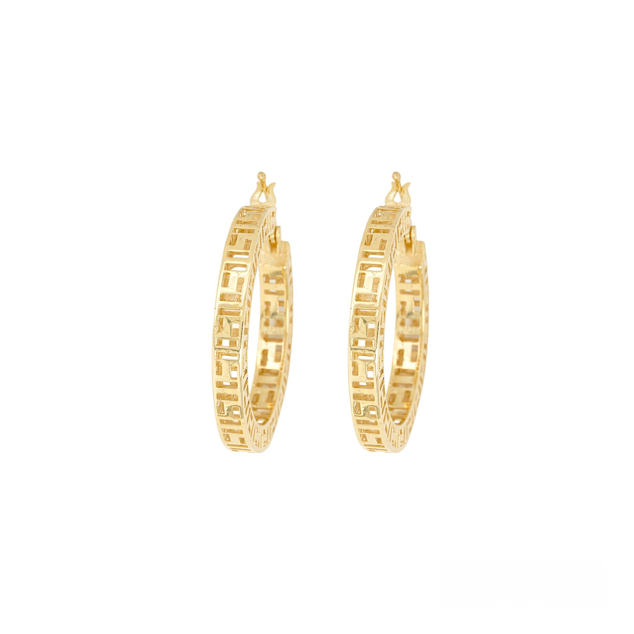 10K Yellow gold Greek Key design earrings