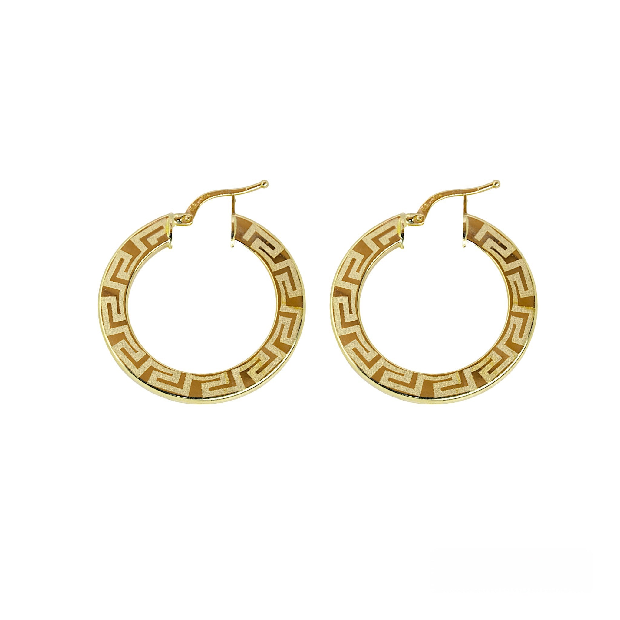 10K Yellow gold Greek Key design earrings