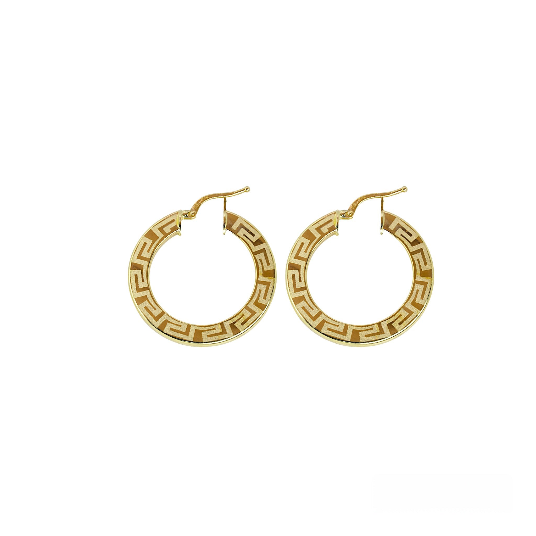 10K Yellow gold Greek Key design earrings