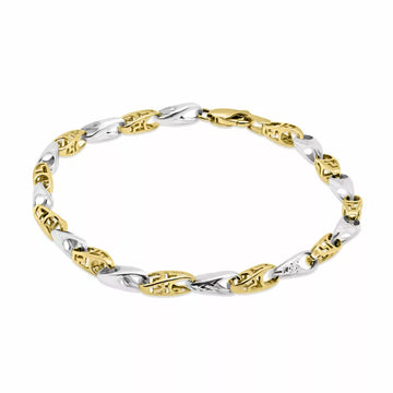 8″ 10k White & yellow gold greek key bracelet
