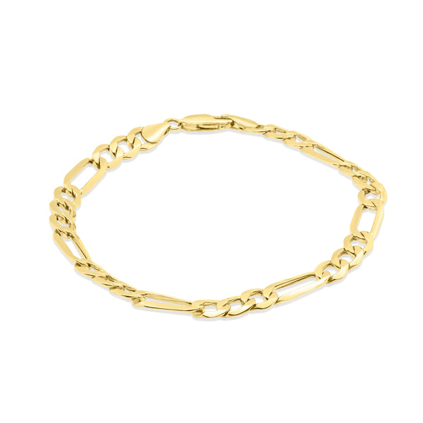 10K 7.5″  6.3mm Yellow gold Figaro link bracelet