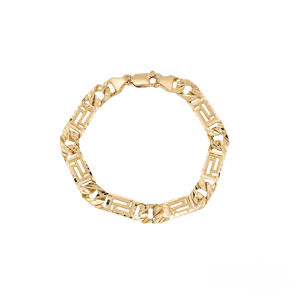 8.5" 8.7mm 10K Yellow gold greek key bracelet