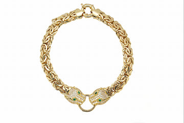 7.5″ 10K Yellow CZ bizantin panther bracelet