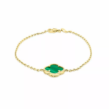 7″ Fancy 10K yellow gold bracelet with green malachite