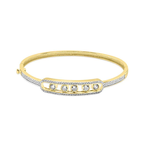 10K Yellow gold bangle bracelet with Cubic Zirconia