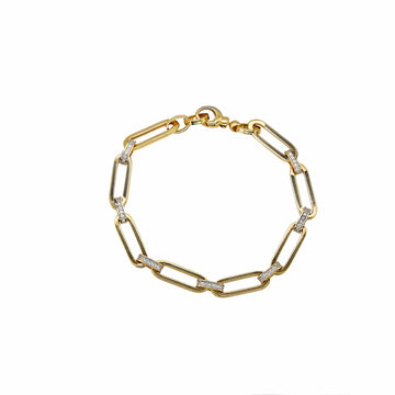 Bracelet clé grecque en or jaune 7″ 10k 10K avec CZ 