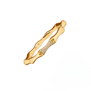 18k Yellow gold fancy design diamond bangle bracelet