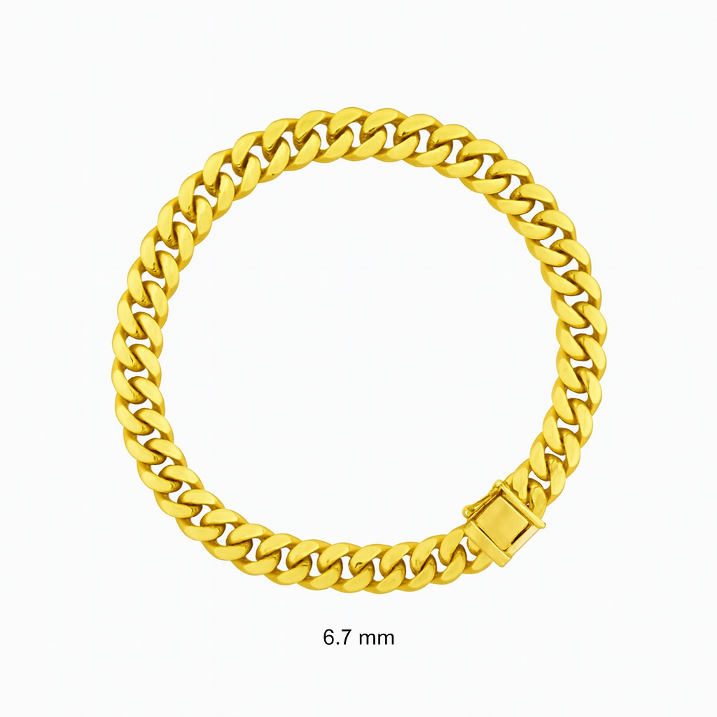 8.5″ 6.7mm 10K Yellow Cuban link bracelet