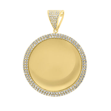 10K gold circle pendant with CZ