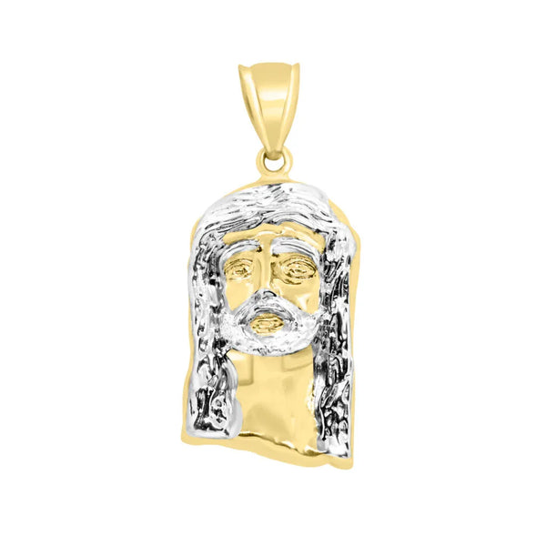 10K Yellow & White Gold Jesus Pendant