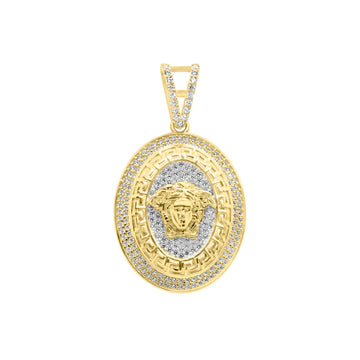 10K Yellow & white gold greek design pendant with CZ